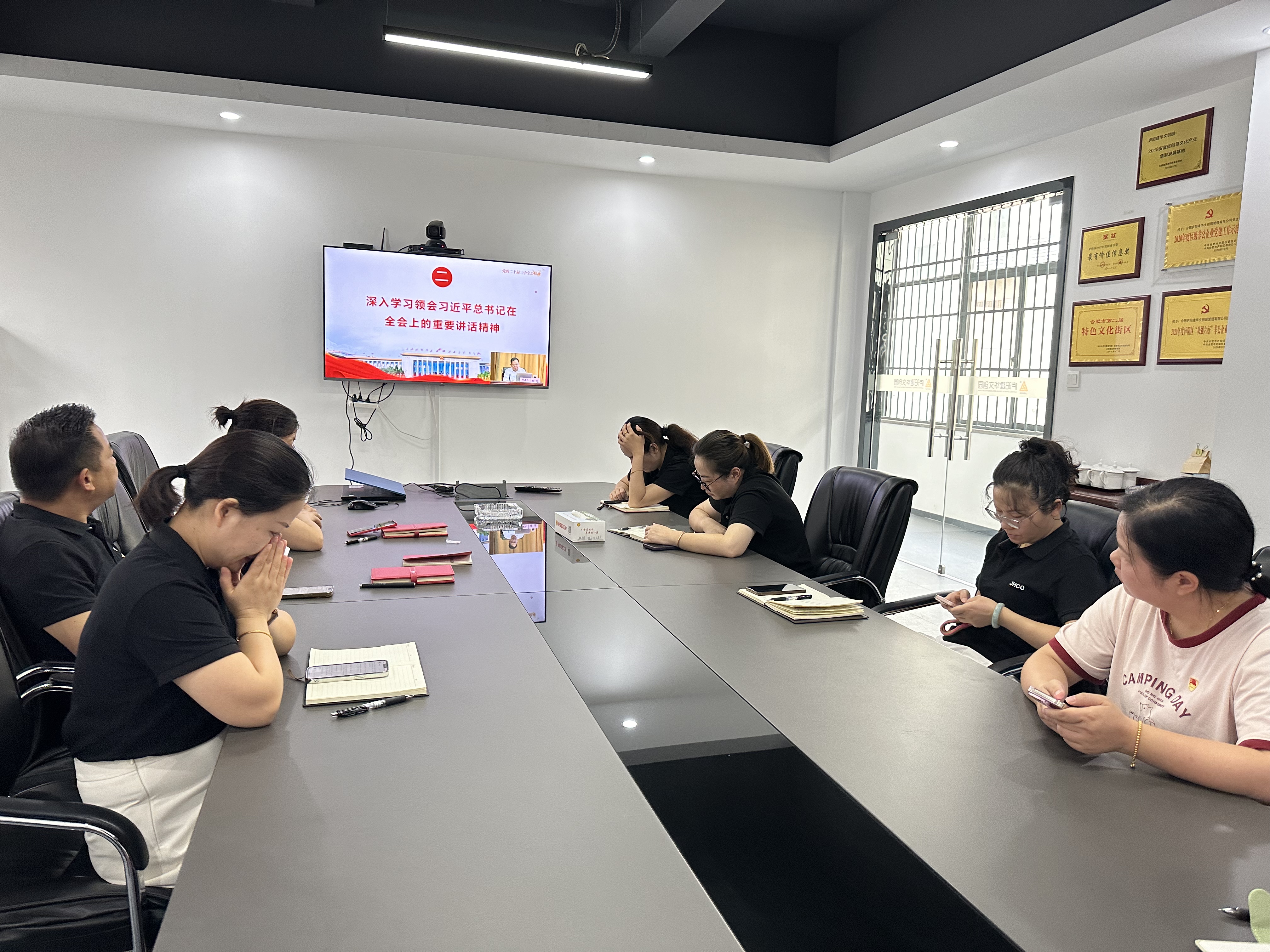 庐阳尊龙中国官网文创园党支部积极组织收看“举旗帜·送理论”精神示范宣讲活动